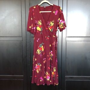 Old navy floral dress maroon/burgundy m tall